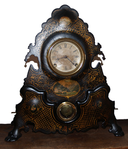 EARLY  F. KROEBER 8 DAY IRON FRONT MANTLE CLOCK 